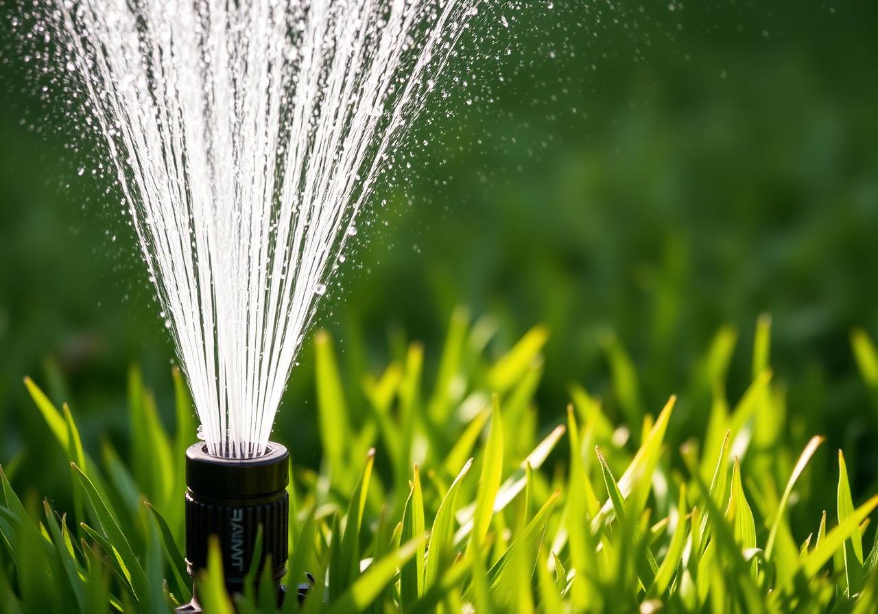 Professional sprinkler installation with precision heads